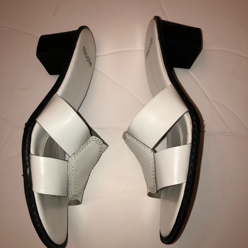 Nicole slip-on shoes slides with heel Size 6 leather upper used condition nice